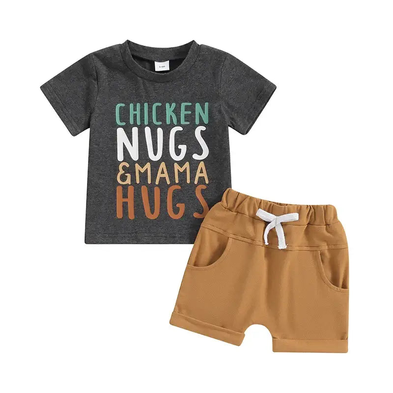 Chicken Nugs &amp; Mama Hugs Baby Set | Funny &amp; Stylish Toddler Outfit - Lulu Babe