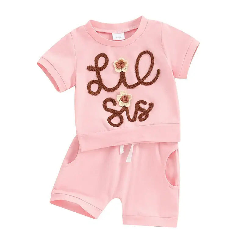 Lil Sis Pink Shorts Set | Little Sister Matching Outfit - Lulu Babe