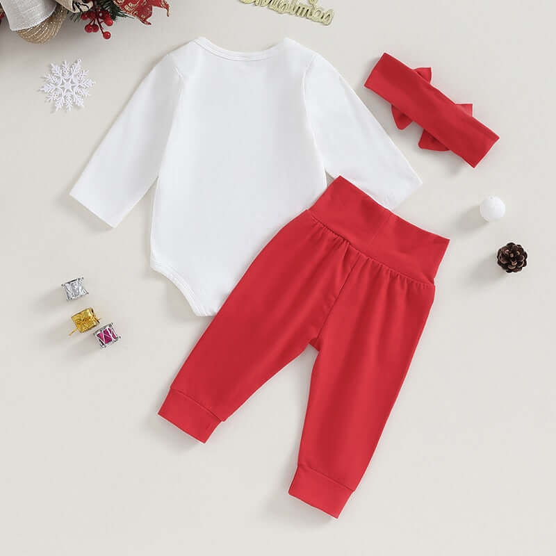 Be Merry Christmas Baby Set | Red & White Girls Outfit - Lulu Babe