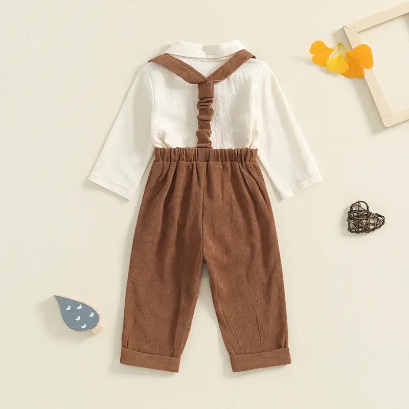 Remi Baby Bow Tie Set in brown | Formal Baby Boy Outfit for Special Occasions - Lulu Babe