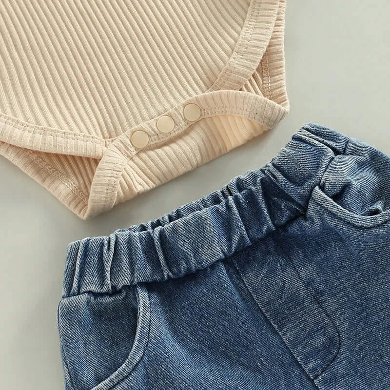 Boho Flared Jeans Baby Set | Stylish Outfit for Baby Girl - Lulu Babe