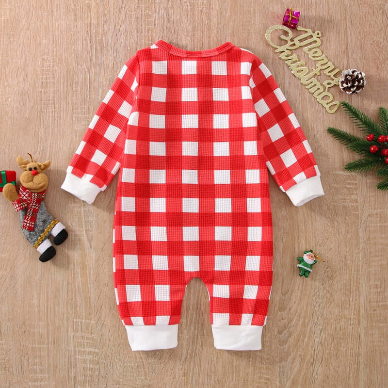 Zip Checkered Baby Onesie for Babies | Festive Baby Onesie - Lulu Babe