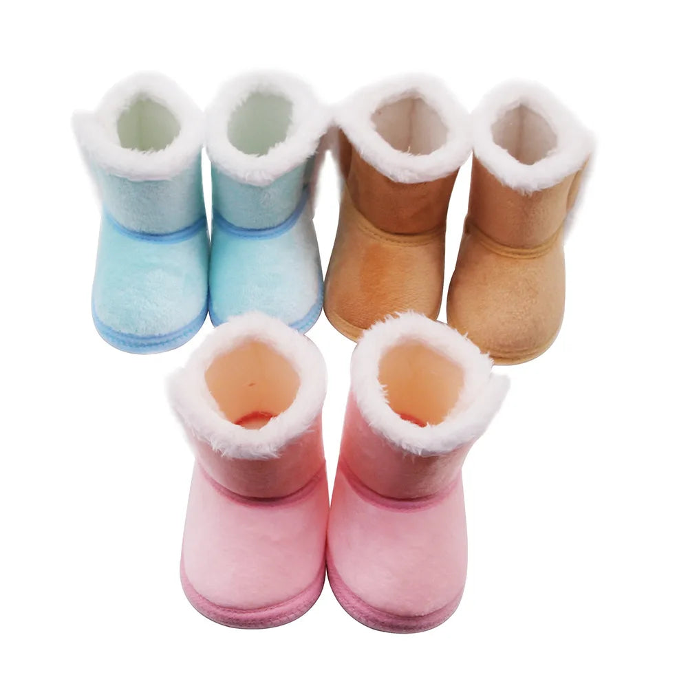 Soft baby slipper boots in pink, blue and tan, perfect for keeping little feet warm this winter. Ideal baby booties for pre-walkers.