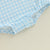 Blue gingham romper for boys, featuring snap buttons for easy nappy changes, perfect for showing Dad love.
