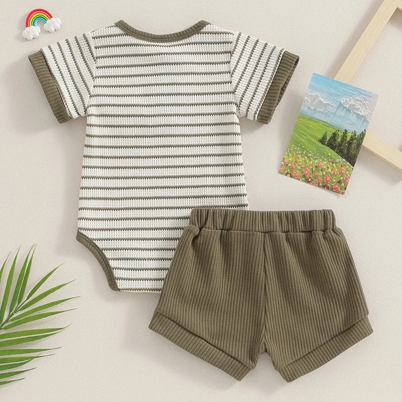 Liam Striped Romper & Shorts Set