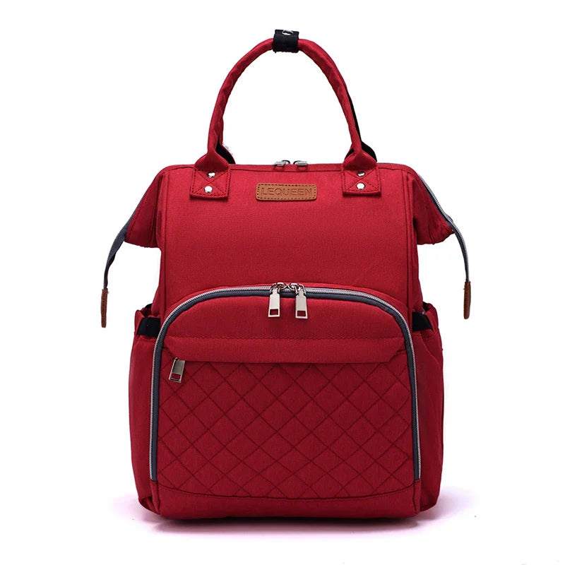 LeQueen Quilted Nappy Backpack in red