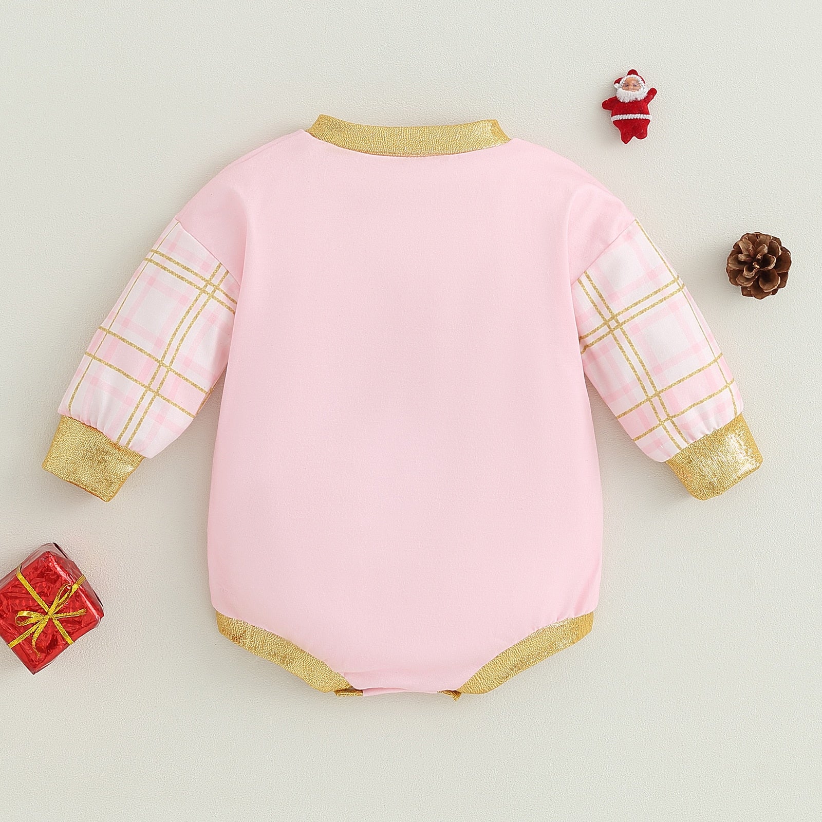 Pink Christmas Baby Romper | 'Believe Santa' Onesie - Lulu Babe