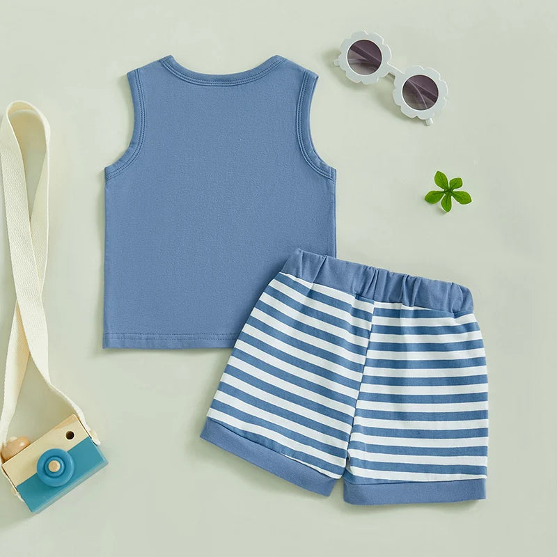 Pretty Fly For A Little Guy Set: Comfy tank and stripey shorts for baby boy summer style.