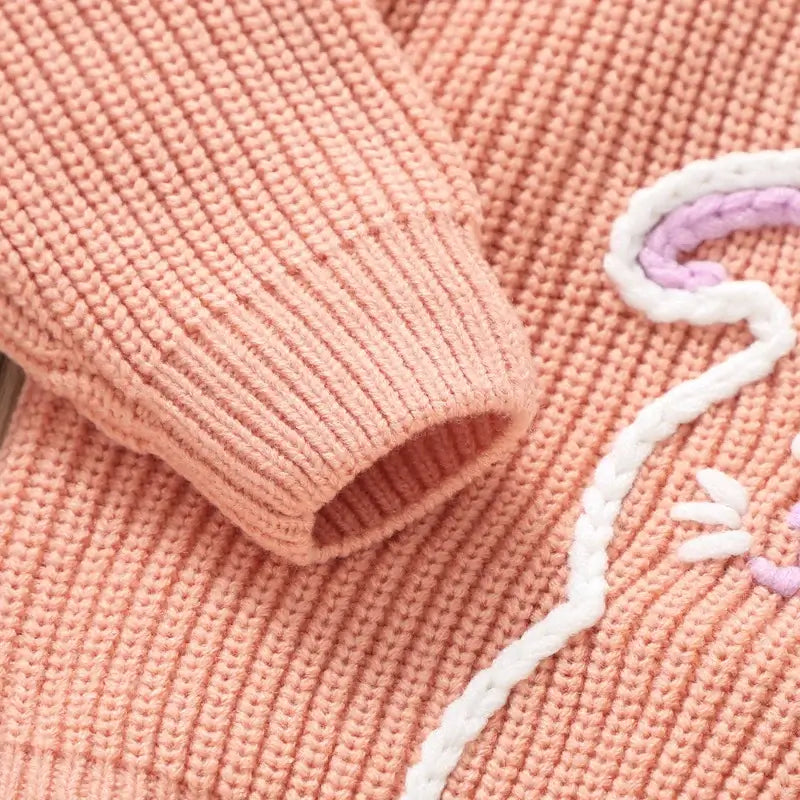 Bunny Knit Baby Jumper | Pullover Knit with Cute Rabbit Embroidery - Lulu Babe