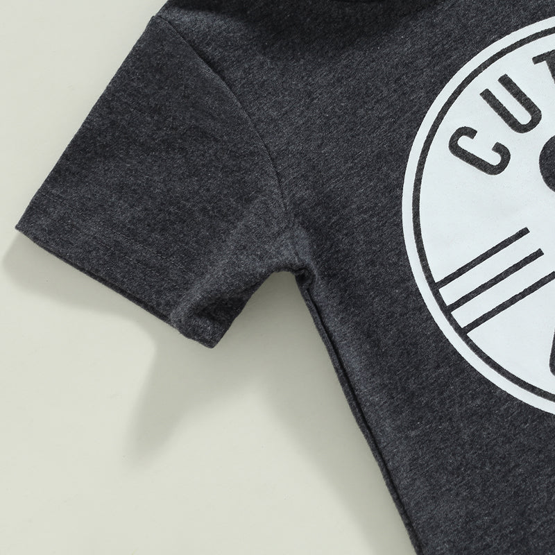 "Cute & Clingy" Slogan T-shirt in black, closeup view