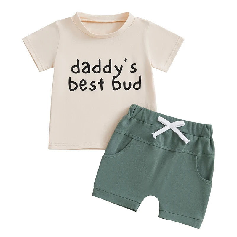 Daddy's Best Bud Baby Boy Outfit | Comfy Tee & Shorts Set - Lulu Babe