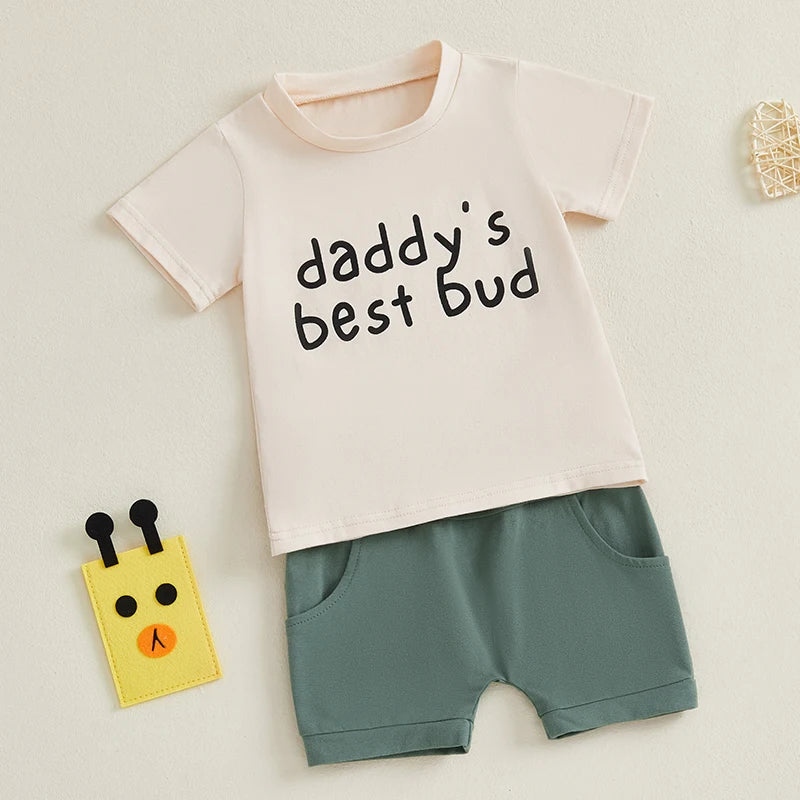 Daddy's Best Bud Baby Boy Outfit | Comfy Tee & Shorts Set - Lulu Babe