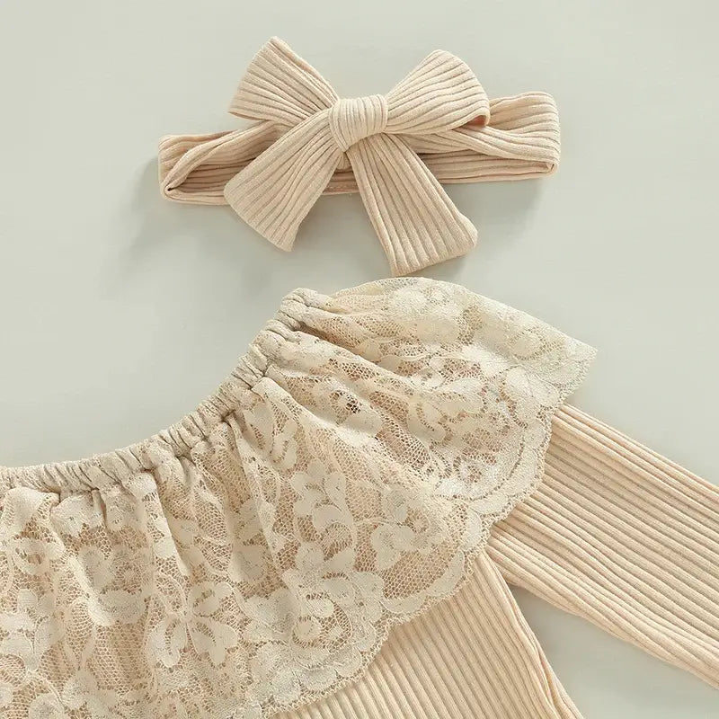 Boho Flared Jeans Baby Girl Outfit (in 3-6 months, 6-9 month &  9-12 months & 12-24 months) - closeup