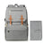Grey nappy backpack with nappy bag, stylish design with tan vegan leather accents - lulu babe