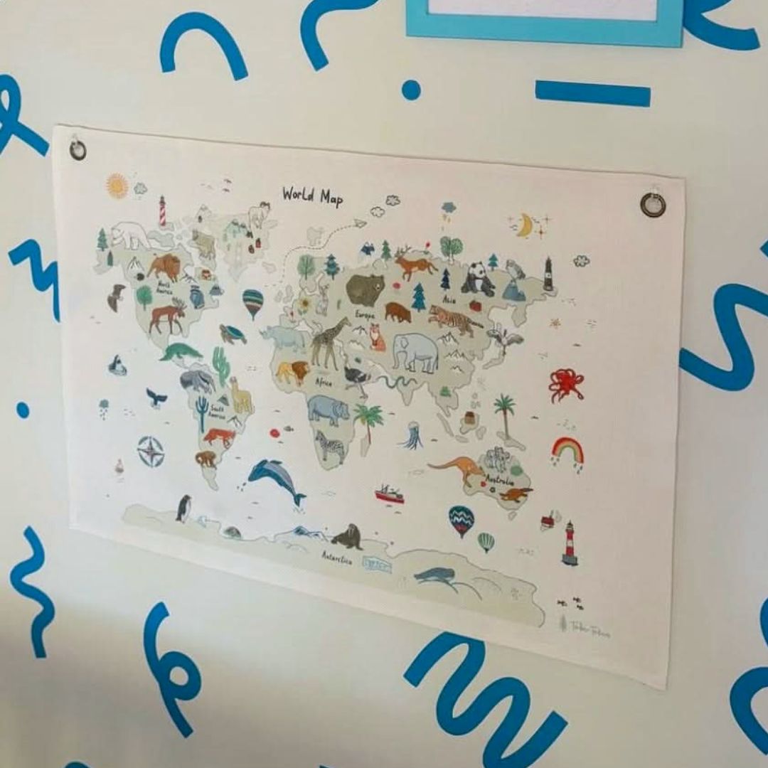 Animal World Map Canvas Wall Hanging