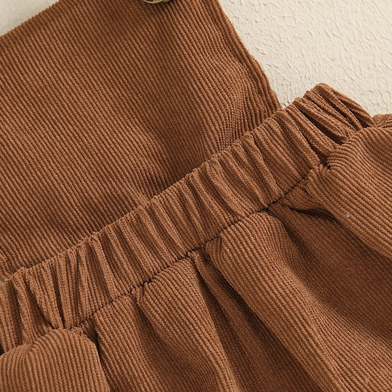 Baby Girl Autumn Outfit | Brown Corduroy Pinafore Dress Set Baby Girl Autumn Outfit | Brown Corduroy Pinafore Dress Set