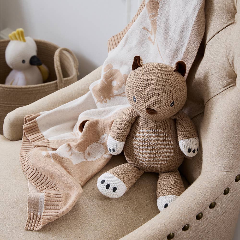 Australia themed knitted baby blanket