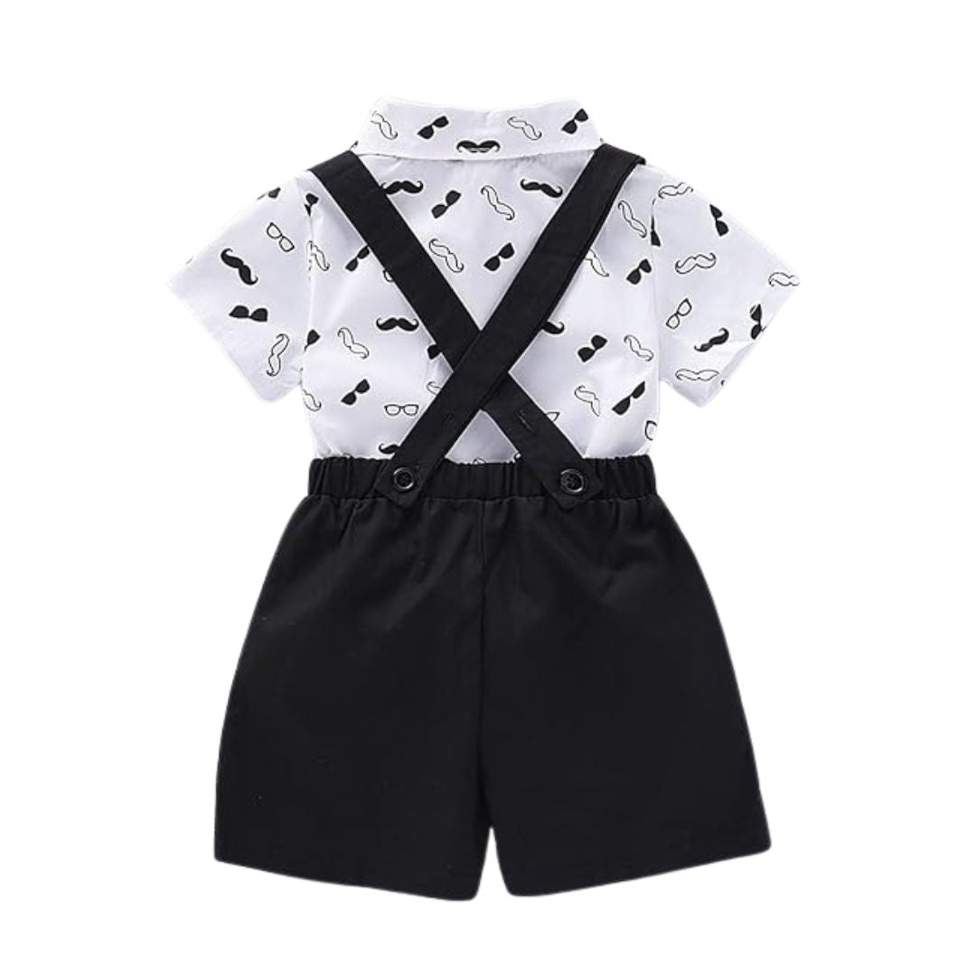 Baby boy tuxedo shorts outfit - back view