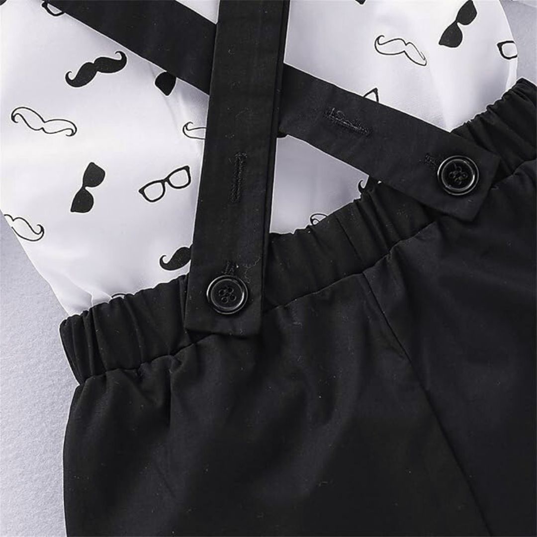 Baby boy tuxedo shorts outfit - closeup