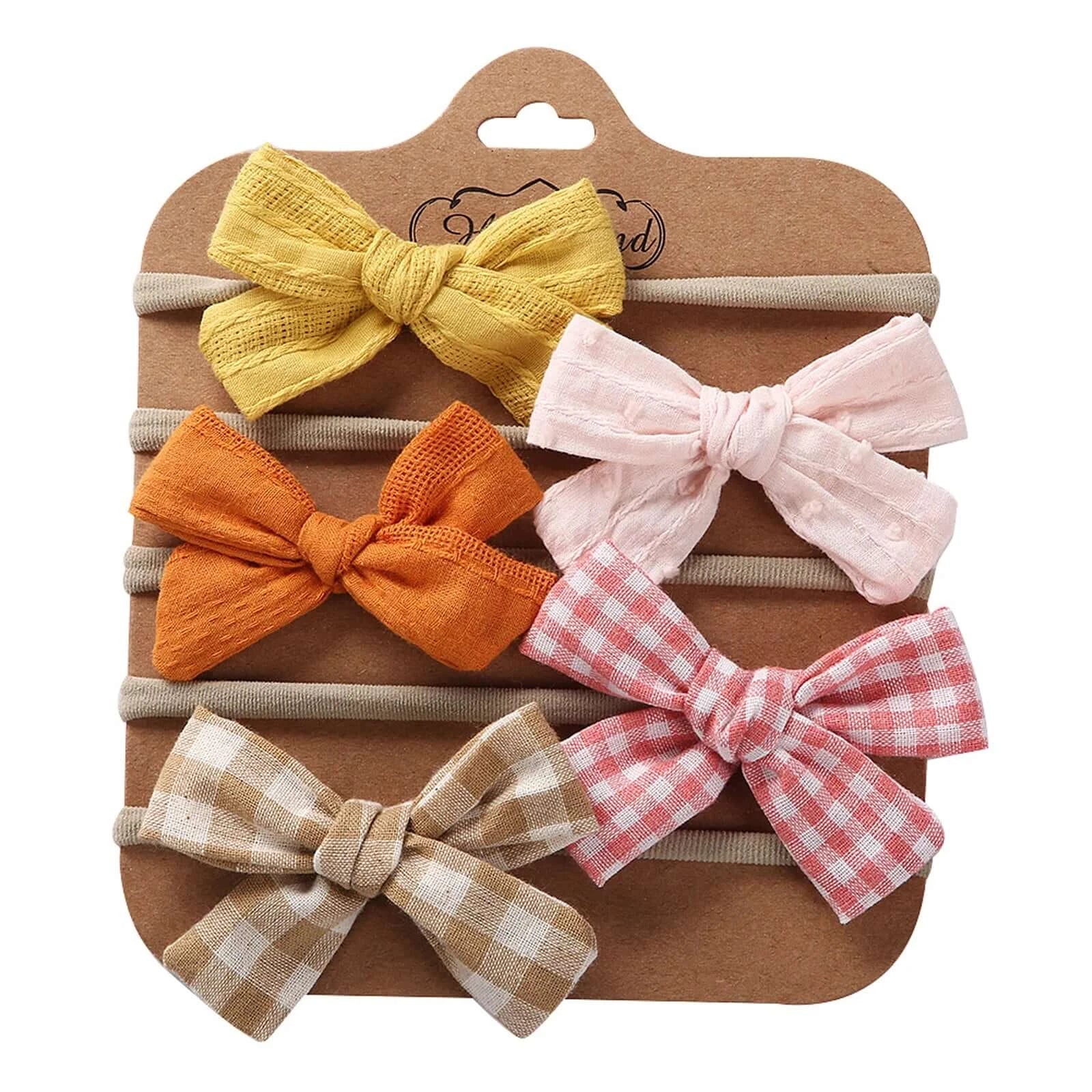 Pack of 5 stretchy baby bow headbands