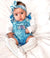 Baby Girl Denim Ruffle Rainbow Romper - Lulu Babe