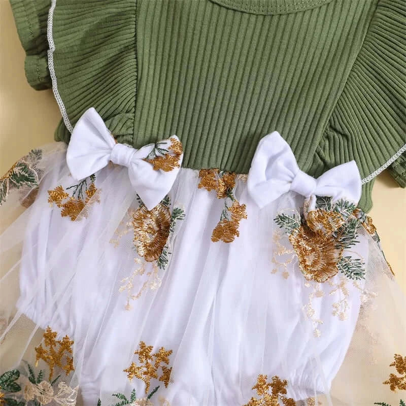 Charlotte Ruffle Romper Dress - Embroidered Baby Girl Outfit Charlotte Ruffle Romper Dress - Embroidered Baby Girl Outfit