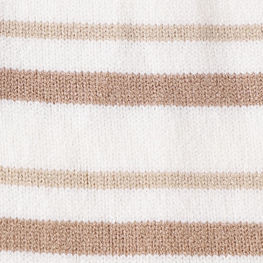 Cleo Knit Romper stripe pattern in soft neutral tones