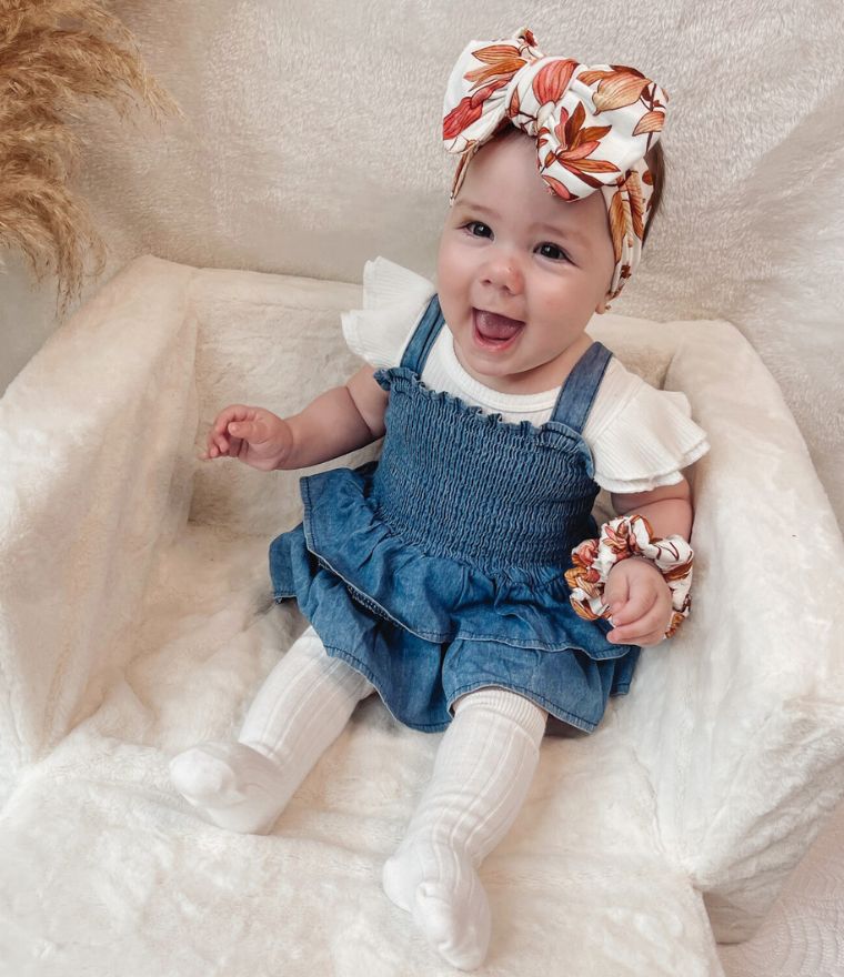 Denim Peplum Baby Romper | Stylish Romper Dress for Baby Girl - Lulu Babe