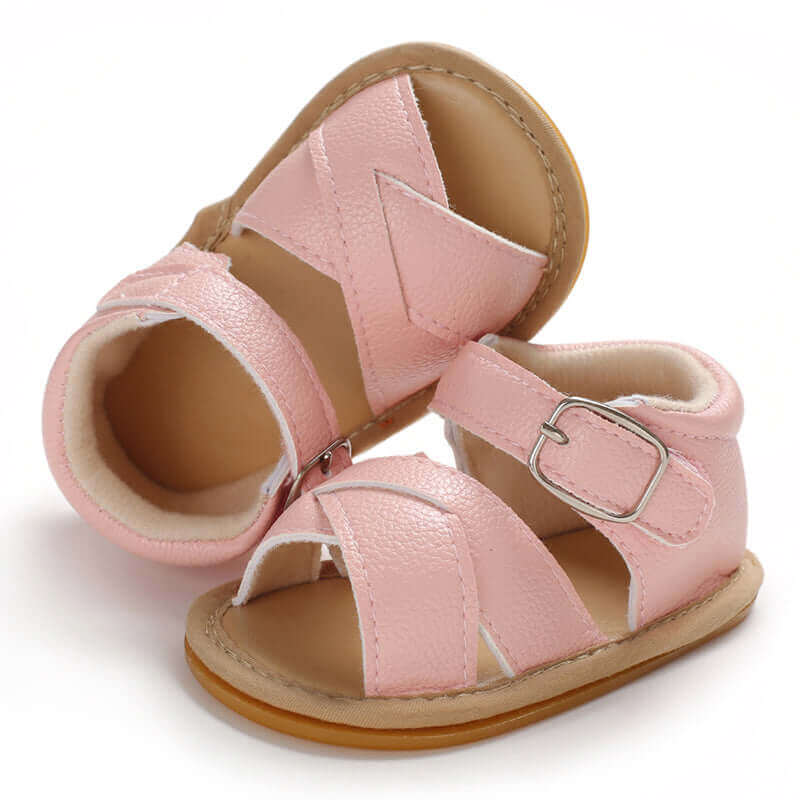 Velcro Baby Sandals Pink | Stylish & Easy On - Lulu Babe