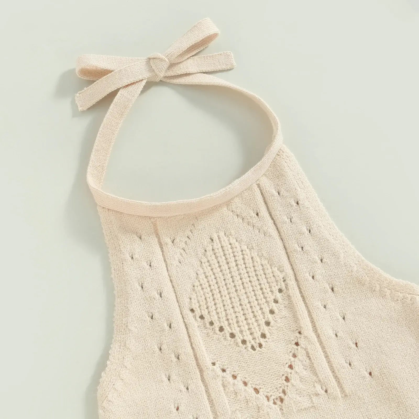 Closeup of Scarlett Denim Halter Set for baby girls