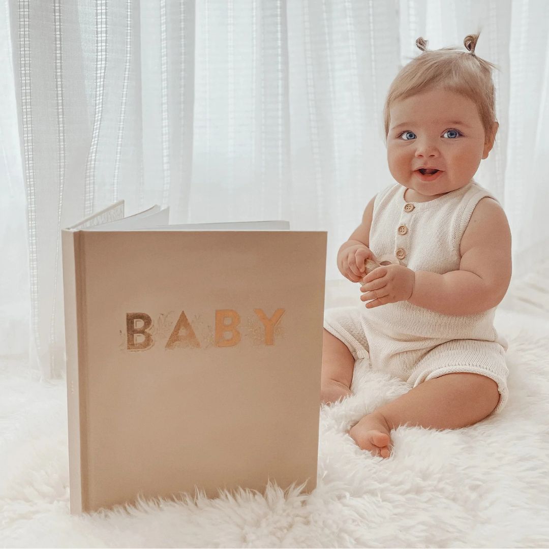 Baby Memory Book Biscuit | Personalised Baby Keepsake Journal for Milestones