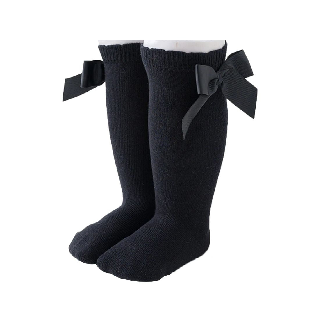 Bow Knee High Socks for Baby & Toddler Girls - black