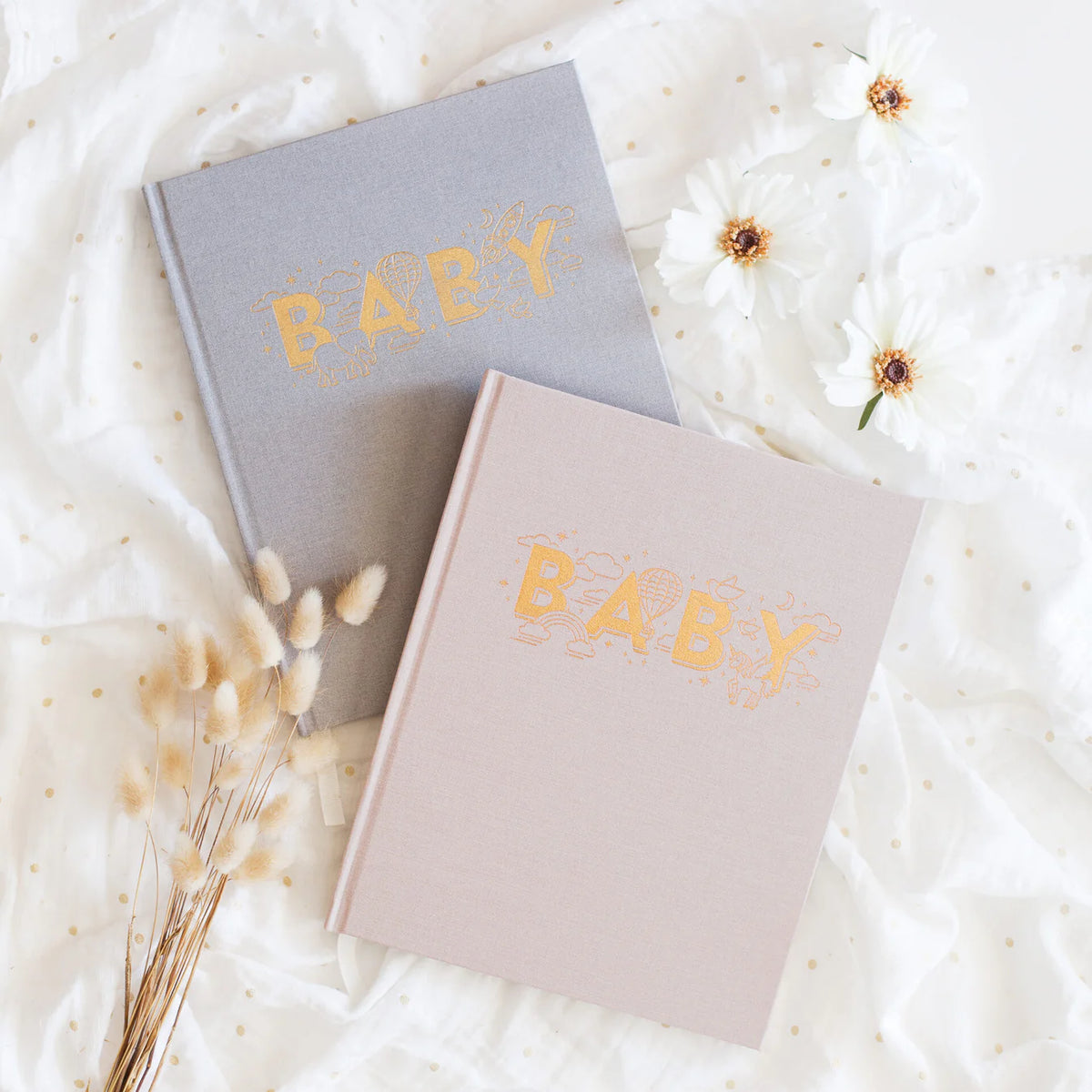 Baby Memory Book Grey | Personalised Baby Keepsake Journal for Milestones