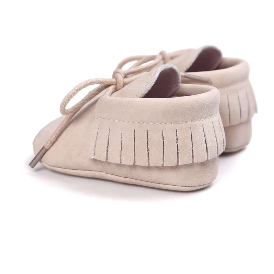 Cream Baby Moccasins – back view