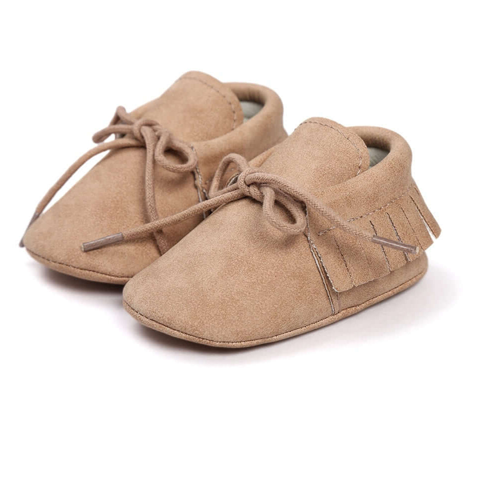 Baby Moccasins in hazelnut – Soft & Stylish Unisex Baby Shoes | Lulu Babe