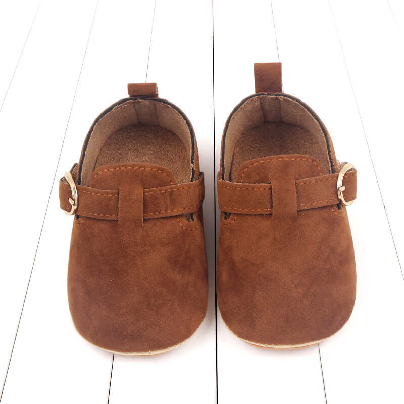 Soft suede brown baby loafers