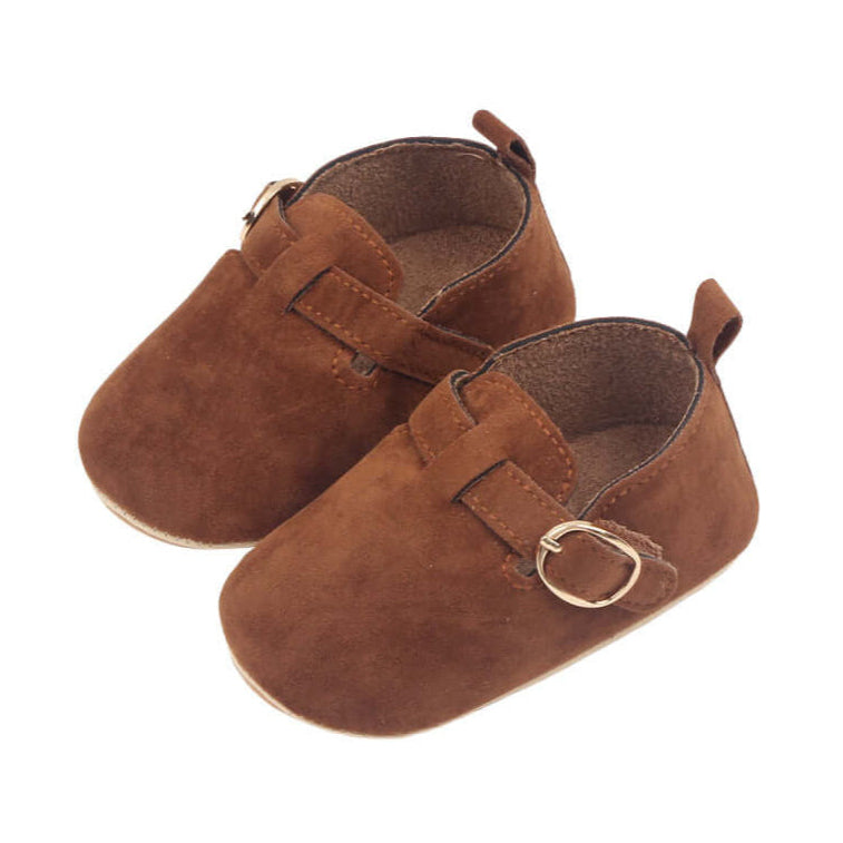 Soft suede brown baby loafers