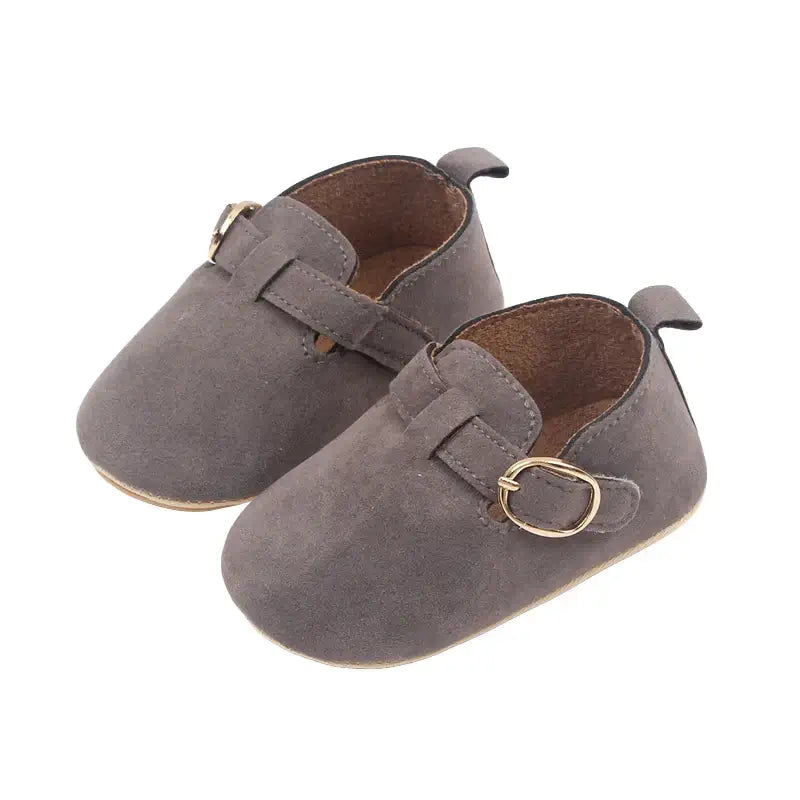 Suede baby loafers in grey