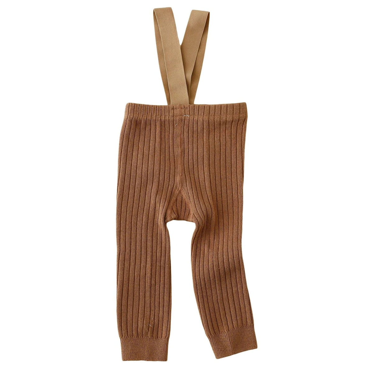 Ribbed baby suspender leggings in hazelnut