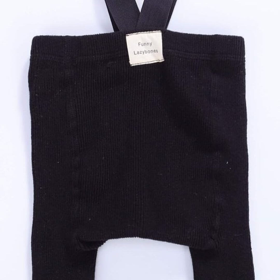 Ribbed Baby Suspender Tights Black - closeup -Lulu Babe