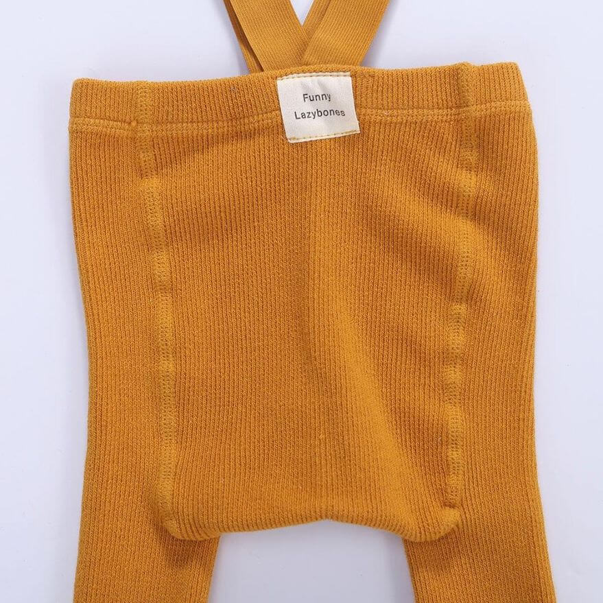 Ribbed Baby Suspender Tights Mustard - closeup - Lulu Babe