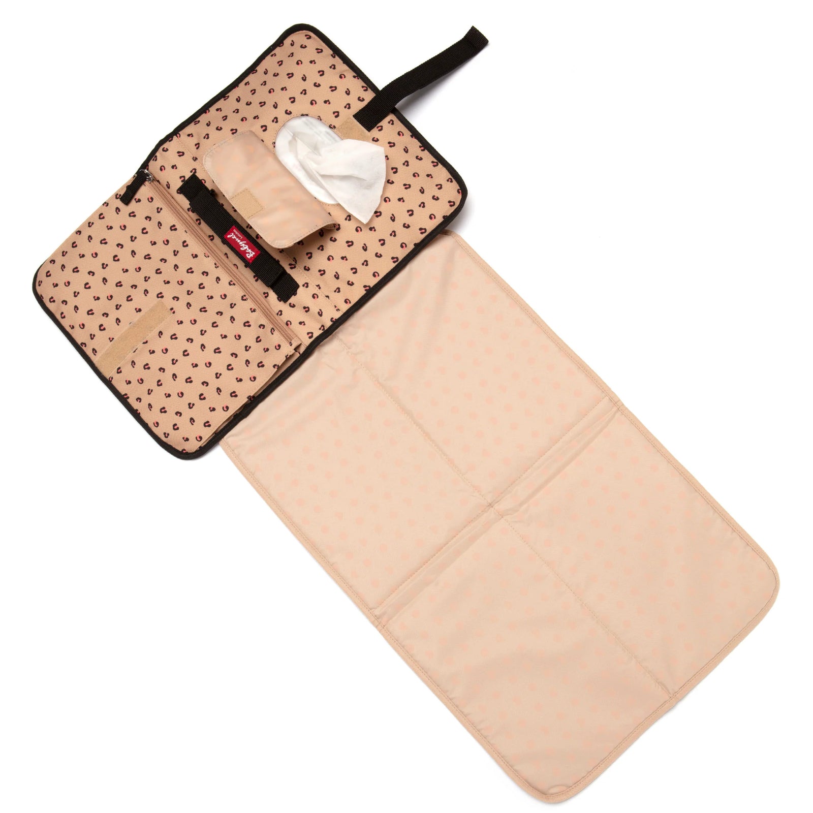 Babymel Leopard Print Change Station with change mat and wipes pocket