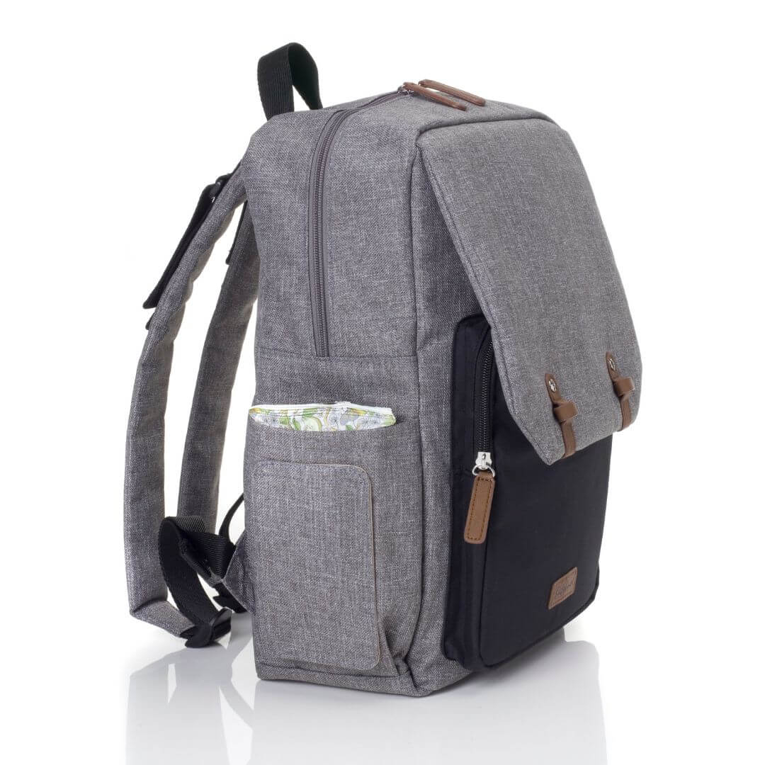 babymel kids junior backpack Babymel George Nappy Backpack - Grey/Black
