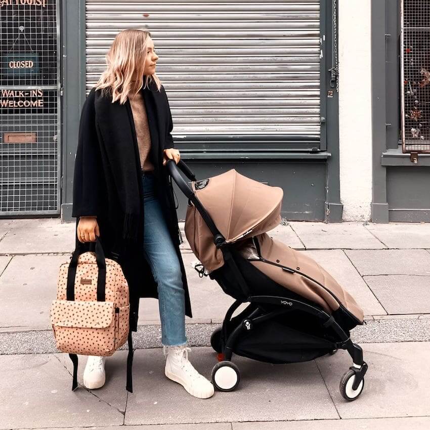 Babymel Georgi Eco Backpack Nappy Bag in caramel leopard - lifestyle image