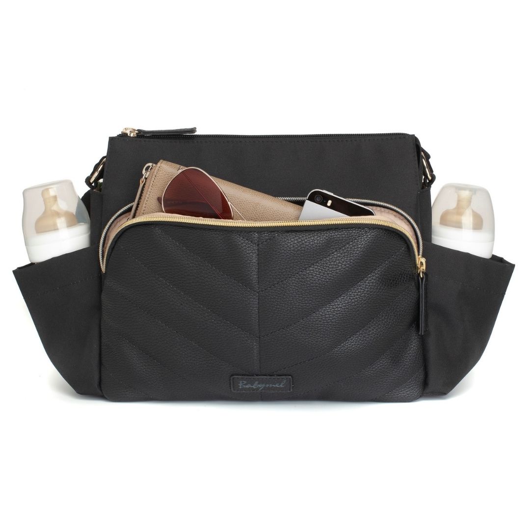 Babymel Quilt Black Pram Bag | Stylish Pram Caddy - Lulu Babe