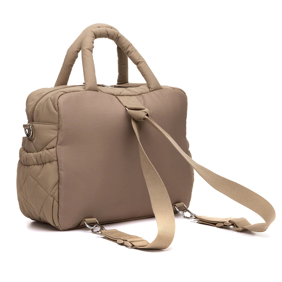 Babymel Willow Nappy Bag in oat colour - backpack view