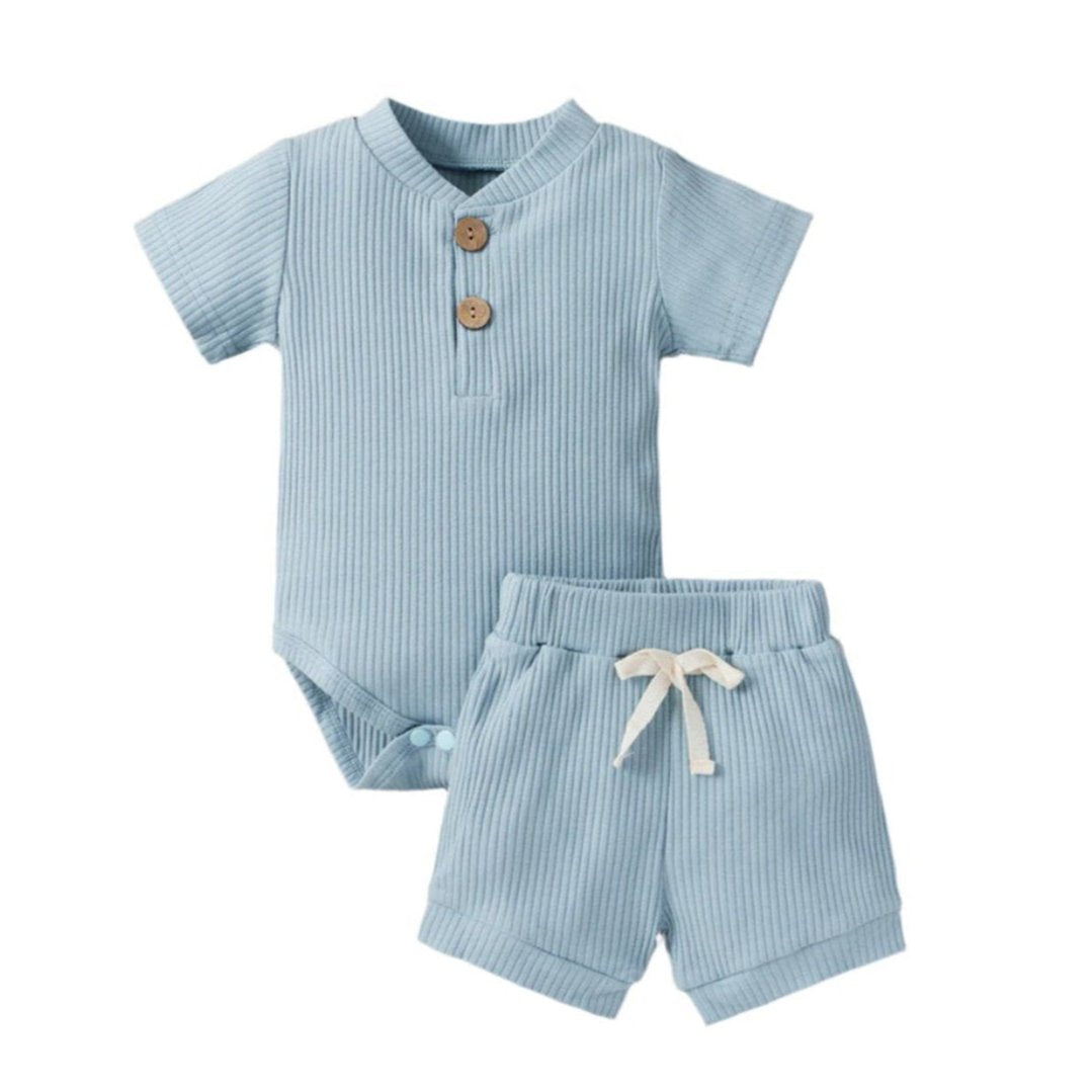 Bailey Ribbed Shorts Set | Unisex Baby Outfit - Lulu Babe