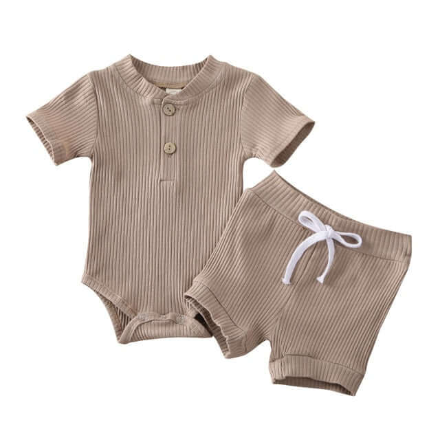 Bailey Ribbed Shorts Set | Unisex Baby Outfit - Lulu Babe