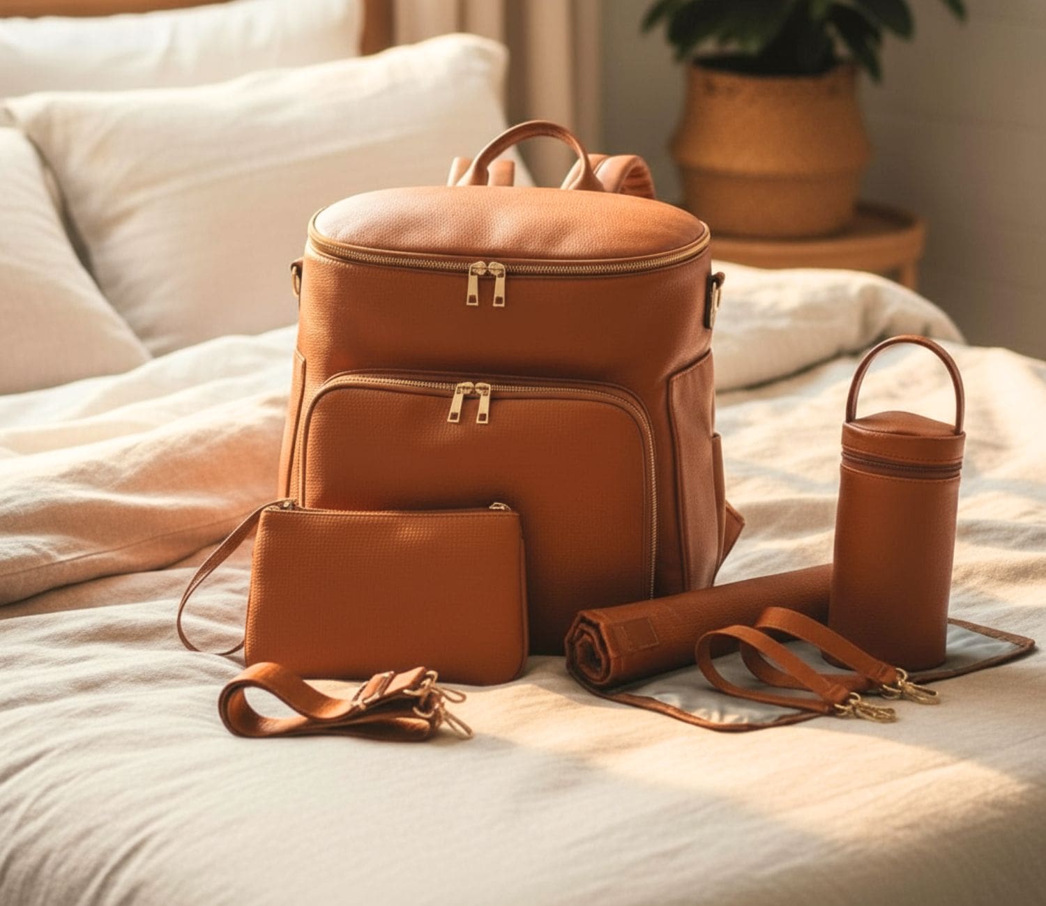 The best nappy bag Australia overall is the Sofia Vegan Leather Nappy Backpack from Lulu Babe