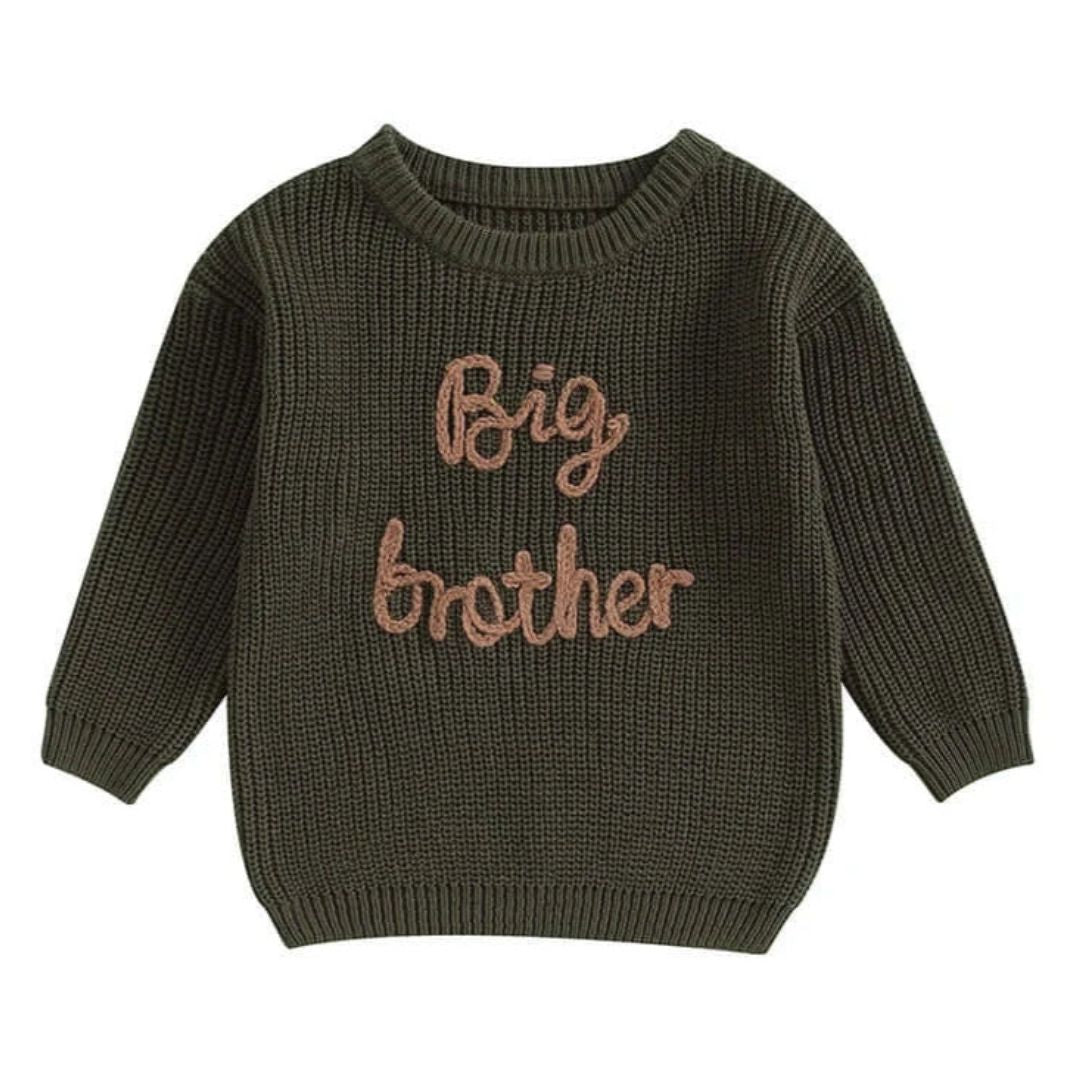 Big Brother Jumper for boys 1-5 years in dark green